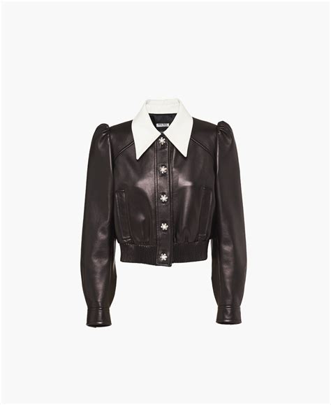 miu miu nappa leather jacket|Black Nappa Leather Jacket .